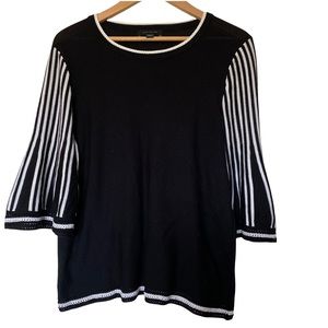 ANN TAYLOR bell sleeve black and white knit sweater